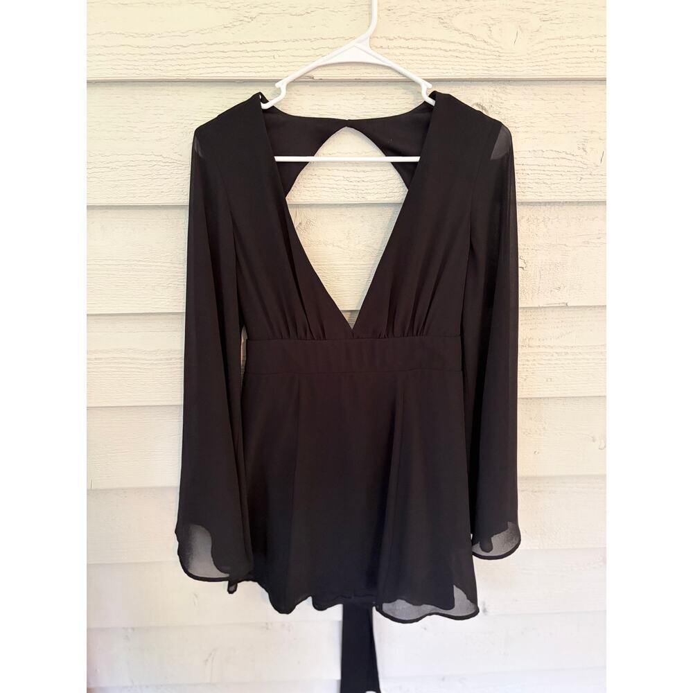 Show Me Your Mumu Black Long Sleeve Open Back Dress Small - Picture 2 of 4